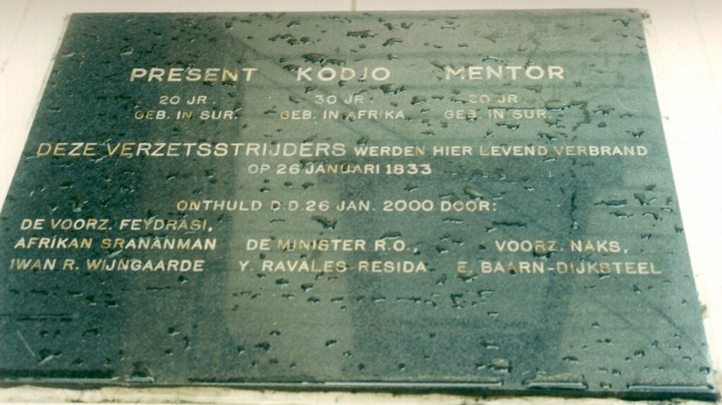 present cojo kodjo mentor 1833 grote brand Paramaribo teenstra Ulrum zuurdijk Gerrit Schouten 