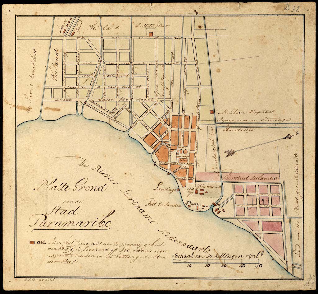 1832 brand paramaribo teenstra plattegrond cojo mentor present