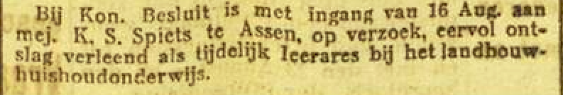 Klaziena Pietje spiets landbouwhuishoudonderwijs rollecate theda mansholt